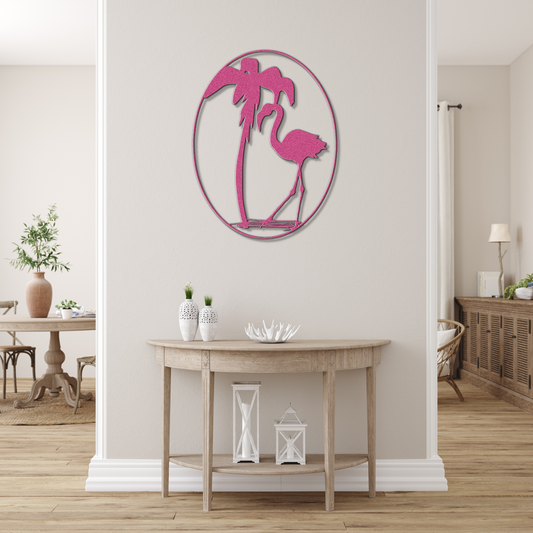Flamingo and Palm Metal Wall Art