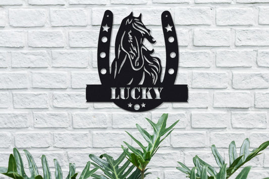 Custom Metal Wall Sign with Horse Portrait